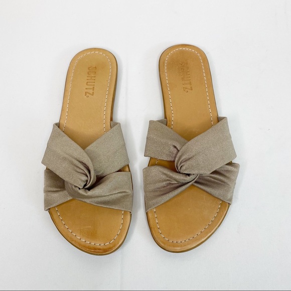 SCHUTZ Shoes - SCHUTZ Knotted Slip On Slide Sandal Tan Size 8
